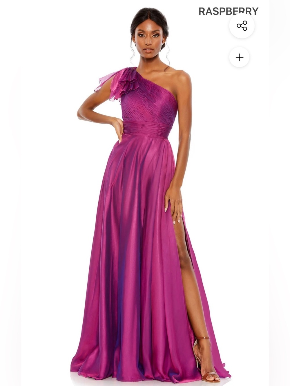 Mac Duggal- Purple Sleeveless One Shoulder Pleated Gown 67476 Sz 6